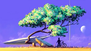 Bicycle, Tree, Artist, Artwork, Digital Art, Deviantart, 4K wallpaper