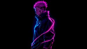 AMOLED, Pink, Black background, Jujutsu Kaisen, Sukuna, Satoru Gojo, 4K wallpaper