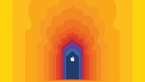 Apple logo, India, Yellow background, Aesthetic, 4K wallpaper