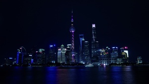 Shanghai, China, Cityscape, Night, City lights, Reflection, 4K wallpaper