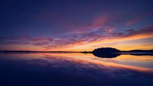 Sunset, Evening, Dusk, Lake, Sweden, Reflection, 4K wallpaper