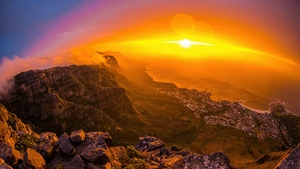 Sunset, Golden hour, Scenic Spot, Cliff, Horizon, Dramatic, South Africa, Aerial Photography, Aerial view, 4K wallpaper