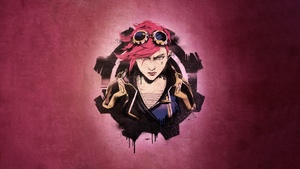 Vi (LoL), Graffiti, Red background, Arcane: League of Legends, 4K wallpaper