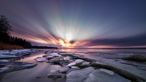 Cold, Blue hour, Twilight, Roxen Lake, Sunset, Horizon, 4K wallpaper