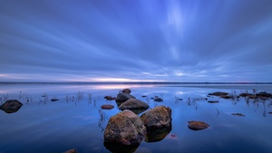 Lake, Sweden, Blue, Rocks, Cold, Morning, 4K wallpaper