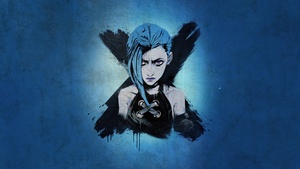 Jinx, Blue aesthetic, Graffiti, Artwork, Arcane: League of Legends, Blue background, 4K wallpaper