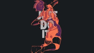 Just Do It, Volleyball player, Dark background, Volleyball, Haikyuu, Shoyo Hinata, Nike, 4K wallpaper