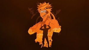 Naruto Uzumaki, Kuromi, Naruto Shippuden, Brown background, 4K wallpaper