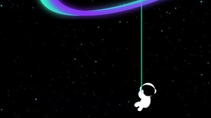 Cute astronaut, Hanging, Black background, AMOLED, Outer space, 4K wallpaper