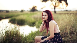 Redhead, Girls, Outdoors, Model, 4K wallpaper