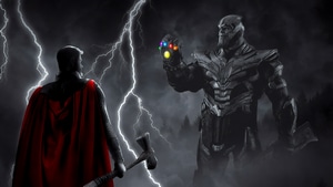 Thor, Thanos, Superheroes, Artist, Artwork, Digital Art, Deviantart, Monochrome, Black And White, 4K wallpaper