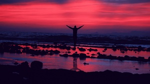 Mood, Sunset, Silhouette, Morocco, Beach, Red Sky, Dusk, 4K wallpaper