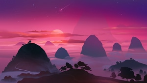 Pink, Sunset, Minimalism, Minimalist, Artist, Artwork, Digital Art, 4K wallpaper