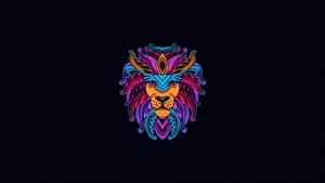 Lion, Minimalism, Minimalist, Dark, Oled, 4K wallpaper
