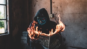 Mask, Neon, Hoodie, Photography, 4K wallpaper