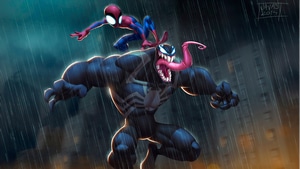 Venom, Spiderman, Superheroes, Artwork, Deviantart, 4K wallpaper