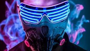 Mask, Neon, Artist, Artwork, Digital Art, 4K wallpaper