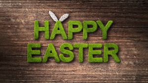 Happy Easter, Wooden background, Typography, 4K wallpaper