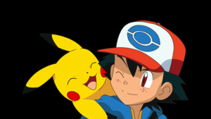 Pokemon, Black background, Cute cartoon, Cute expressions, Pikachu, Ash Ketchum, 4K wallpaper