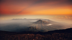 Volcano, Landscape, Sunset, Nature, 4K wallpaper