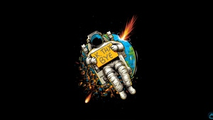 Astronaut, Artist, Artwork, Digital Art, Black, Oled, Dark, 4K wallpaper