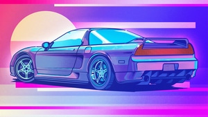 Honda Nsx, Honda, Cars, Retrowave, Artist, Artwork, Digital Art, 4K wallpaper