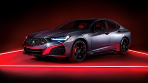 Acura TLX Type S, Sports sedan, Luxury cars, 2023, Red background, Dark red, 4K wallpaper