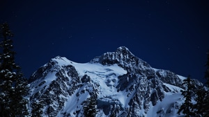 Mountains, Snow, Nature, Night, 4K wallpaper