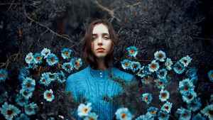 Girls, Model, Flowers, 4K wallpaper