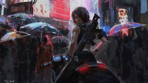 Neon, Anime Girl, Rain, Anime, Deviantart, 4K wallpaper