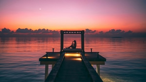 Silhouette, Pier, Photography, 4K wallpaper