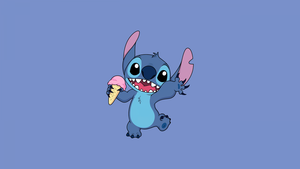 Stitch, Disney, Cartoon, Blue background, Simple, 4K wallpaper