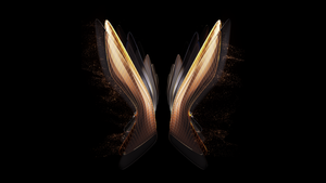 Abstract background, Fold phone, Black background, Symmetric, Angel wings, 4K wallpaper
