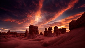 Sunset, Afterglow, Dramatic, Canyon, Rocks, Summer, 4K wallpaper