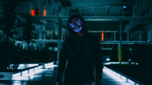 Artist, Mask, Neon, 4K wallpaper