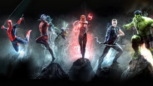 Captain Marvel, Superheroes, Artwork, Art, Hulk, Spiderman, Hawkeye, 4K wallpaper