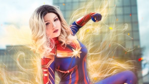 Captain Marvel, Superheroes, Cosplay, 4K wallpaper