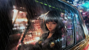 Anime Girl, Anime, Artist, Artwork, Digital Art, Sad, Alone, Rain, 4K wallpaper