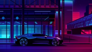 Bugatti La Voiture Noire, Bugatti, Cars, Neon, Artist, Artwork, Digital Art, Retrowave, 4K wallpaper
