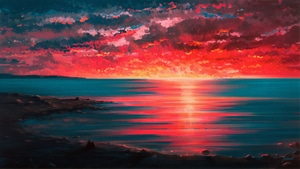 Sea, Sunset, Artist, Artwork, Digital Art, Artstation, 4K wallpaper