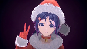 Santa Claus, Dark background, Dark purple, Anime girl, Santa Claus Hat, Mita, MiSide, Video Game, 4K wallpaper