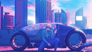 Cyberpunk, Biker, Smoking, Artist, Artwork, Digital Art, 4K wallpaper