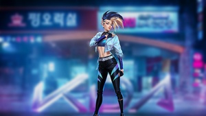 KDA Akali, K-pop, Neon background, League of Legends, 4K wallpaper