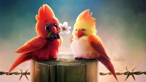 Birds, Artist, Love, Artwork, Digital Art, Deviantart, 4K wallpaper