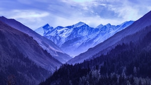 Mountains, Nature, Blue, 4K wallpaper