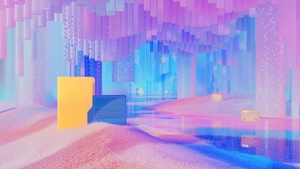 Microsoft Design, Surreal, 3D background, Landscape, Aesthetic, Colorful background, Multicolor, 4K wallpaper
