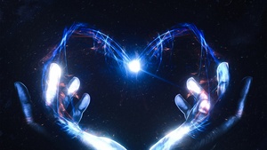 Love heart, Hands together, Surreal, Energy, Dark background, Dark aesthetic, 4K wallpaper