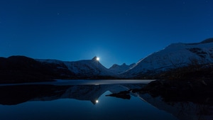 Sky, Night, Landscape, Reflection, 4K wallpaper