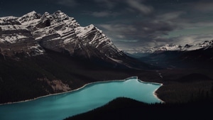 Peyto Lake, Mountains, Lake, Canada, Nature, Sky, Trees, , 4K wallpaper