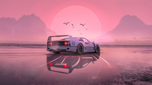 Retrowave, Cars, 4K wallpaper